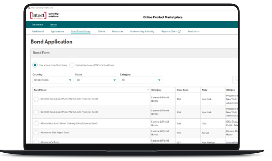 Intact BondClick platform example